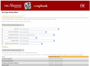 Trojan Family Album Search Page